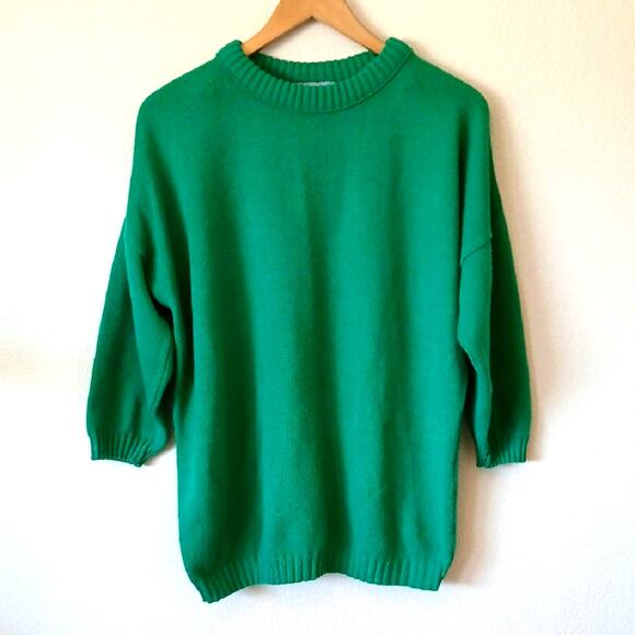 Vintage Jamknits Green Sweater Three Quarter Sleeves Acrylic - Picture 1 of 5